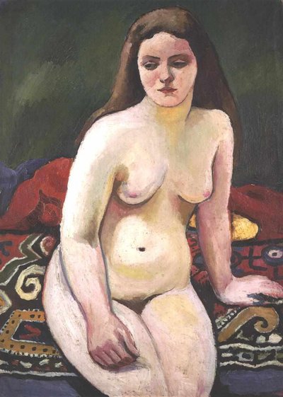 Nude on Knitted Carpet by August Macke